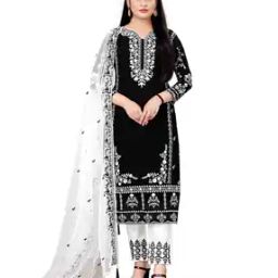 Women Embroidered 3-Piece Semi-Stitched Dress Material-image-4