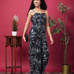 globus Women Leaf Print Square-Neck Jumpsuits-picture-46