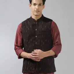 Men Woven Regular Fit Nehru Jacket with Welt Pockets-picture-10