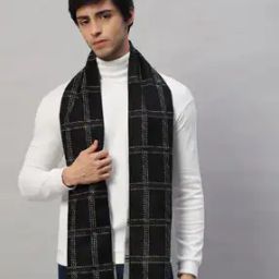 Men Checked Reversible Woolen Scarf-12