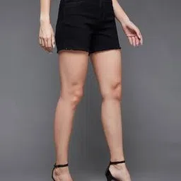 Women Denim Shorts with Insert Pockets-image-6