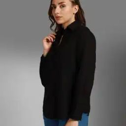 Women Oversized Fit Shirt with Patch Pocket-image-96