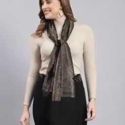 Women Paisley Pattern Stole with Frayed Hem-picture-19