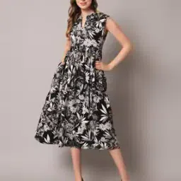 deckedup Floral Print Fit & Flare Dress-picture-44