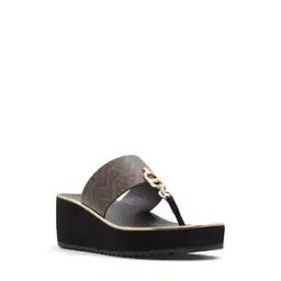 Women Logo Print Thong-Strap Heeled Sandals-image-16
