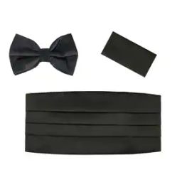 Stretchable Cummerbund Belt with Bow Tie & Pocket Square-33