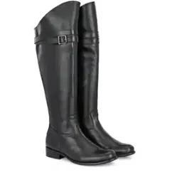 Knee-Length Boots with Buckle Closure-image-41