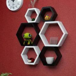 Combo of 6 Hexagon Floating Wall Shelves-44