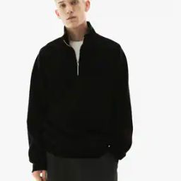 Men Loose Fit Sweatshirt with Half-Zip Closure-image-20