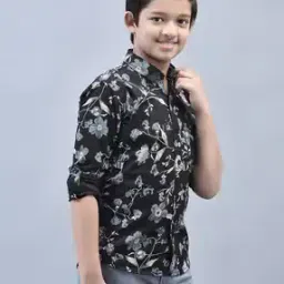 Boys Floral Print Slim Fit Shirt-image-57