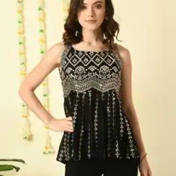 Women Embroidered Top with Round Neck-image-9