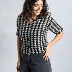 Women Geometric-Knit Relaxed Fit Shirt-image-58
