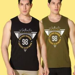 woostro Men Pack of 2 Graphic Print Vest-picture-11