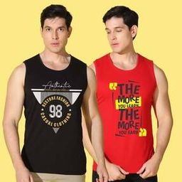woostro Men Pack of 2 Graphic Print Vest-picture-9