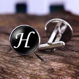 yellow chimes Set of 2 Alphabetic H Cufflinks image 1
