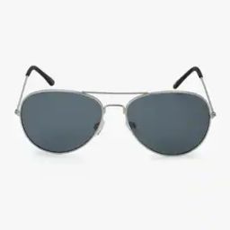 Unisex Polarised Aviator Sunglasses - 61901 (Silver)-image-3