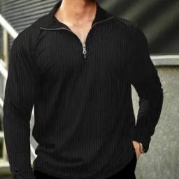 Men Patterned Regular Fit Polo T-Shirt with Zipper-picture-17