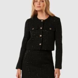 Women Bailee Patterned Tailored Fit Crop Boucle Jacket-image-28