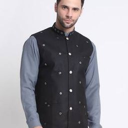Men Embellished Nehru jacket with Insert Pockets-11