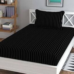 120 TC Striped Single Bedsheet with Pillow Cover-image-38