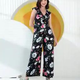 Women Printed Jumpsuit with Frill Accent-image-81