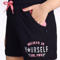 Typographic Print Shorts with Drawstring-48