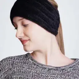 Women Soft Knitted Self-design Woolen Fur Headband-image-44