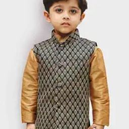 Boys Floral Print Nehru Jacket with Mandarin Collar-picture-46