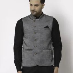 Printed Nehru Jacket with Patch Pocket-53