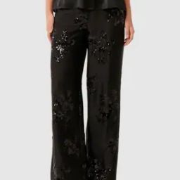 Women Embellished Wide Leg Flat-Front Pants-image-18