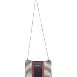 Striped Sling Bag with Chain Strap-image-0