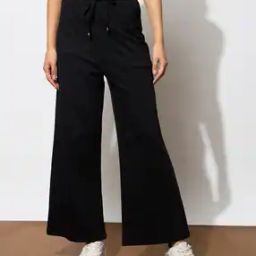 Women Straight Track Pants with Drawstring Waist-image-131