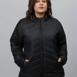Quilted High-Neck Bomber Jacket-image-80