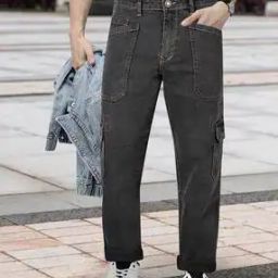 Men Relaxed Fit Jeans with Cargo Pockets-image-32