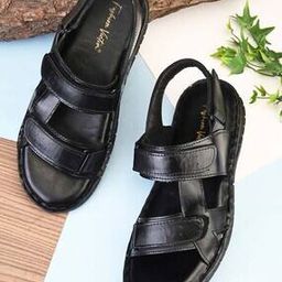 Men Flat Heel Strappy Sandals with Velcro Fastening-image-32