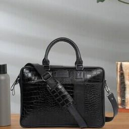 Men Croc-Embossed Laptop Bag with Detachable Strap 16''-picture-13