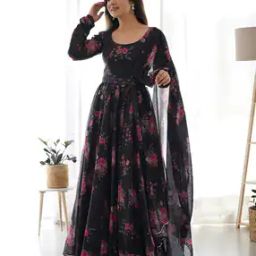 Women Micro Print Anarkali Kurta-image-32