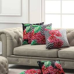 Set of 3 Floral Print Cushion Cover 16" x 16"-image-1