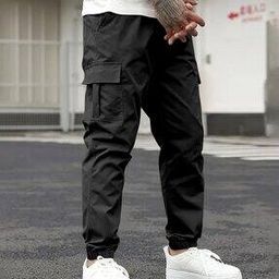 Men Baggy Fit Cargo Pants with Flap Pockets-image-96