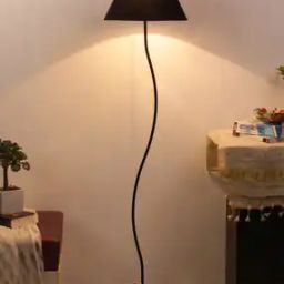 Cotton Shade Floor Lamp with Curvy Base-picture-14