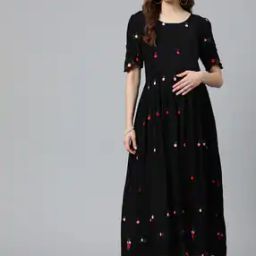 Women Embroidery Fit and Flare Dress-image-37