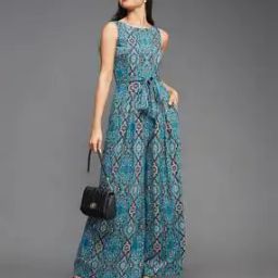 Women Printed Jumpsuit with Waist Tie-Up-image-36