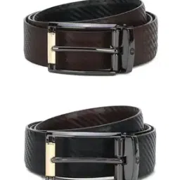 Geometric Pattern Leather Reversible Belt-68