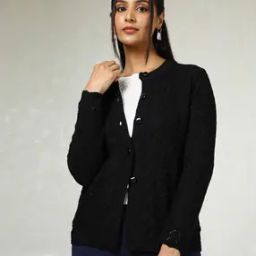 Women Round-Neck Cardigan with Button Closure-image-50