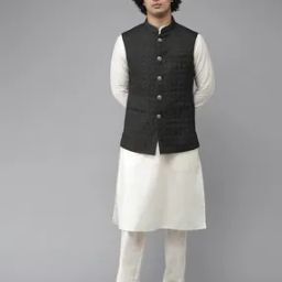 Men Floral Woven Slim Fit Nehru Jacket-21