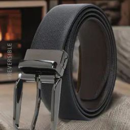 Men Leather Reversible Belt with Buckle Closure-image-77