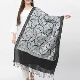 Floral Embroidered Stole with Tassels-image-98