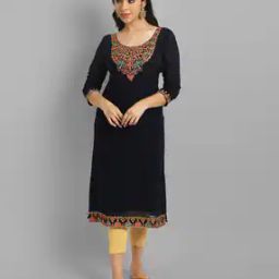 Embroidered A-Line Kurta-image-103