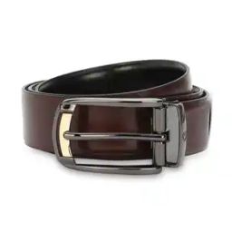Reversible Leather Belt with Buckle Closure-image-82