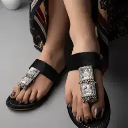 Embellished Slip-on Flat Sandals-image-5